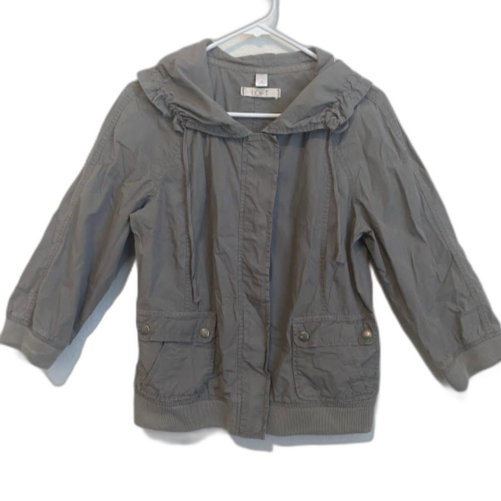 Ann Taylor LOFT Cotton Utility High Neck Casual Light Jacket M